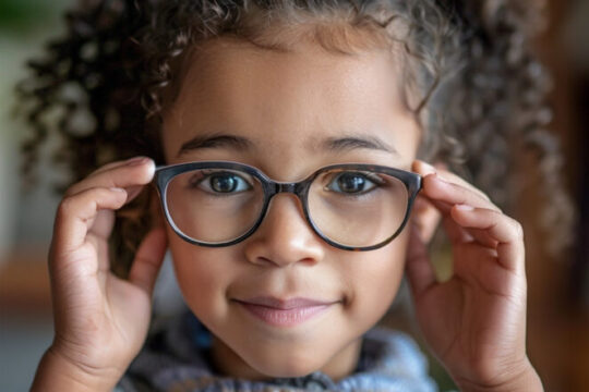 a child wearing glasses